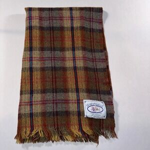 Vintage Homespun Rugs All Wool Tweed Plaid Blanket Woven in Scotland Tartan